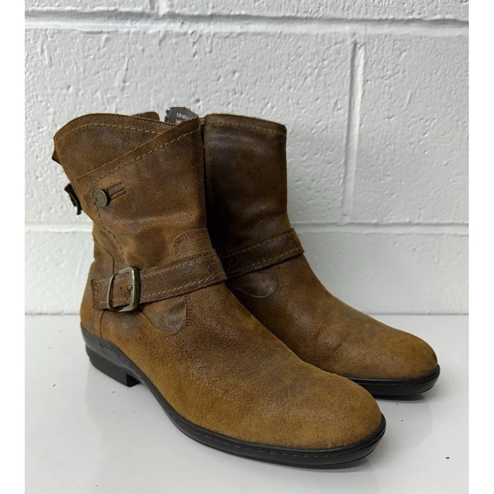David Tate ankle leather suede Women's brown western boots size 9.5 buckle - Picture 2 of 8